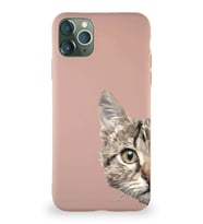 Apple iPhone 11 Pro Max Soft Premier Kapak Catface Tasarımlı Silikon Kılıf - Pudra (Şeffaf)