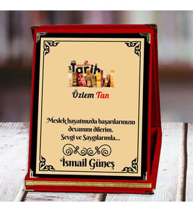 Tarih Öğretmeni Baskılı Plaket (3. Tasarım)  Kişiye Özel (Kırmızı)