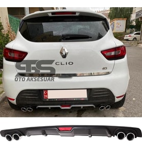 Renault Clio 4 Difüzör Arka Tampon Eki 4 Egzoz Çıkışlı Siyah