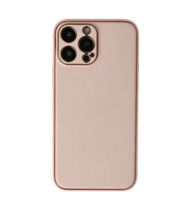 Apple İphone 13 Pro Max Kılıf Coco Deri Silikon Kapak - Pudra