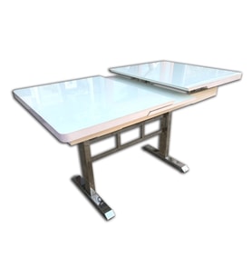 Masa 13778 Ayak Japon Model Metal Nikelaj Dikdörtgn KELEBEK Yan Açıl Temper Cam (Beyaz)