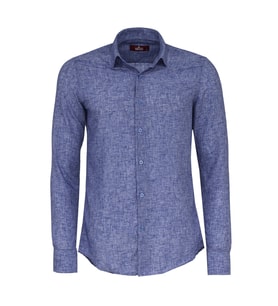 Slim Fit Lacivert Desenli Gömlek - Wessi