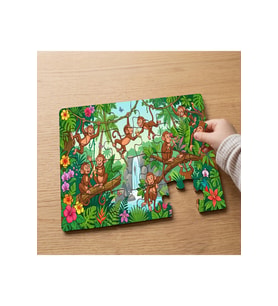 Ormanda Sevimli Mutlu Hayvanlar Tasarımlı 24 Parça Ahşap Çocuk Puzzle