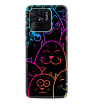 Xiaomi Redmi Note 7 8 9 Pro 10 2022 10 Pro 10S Kılıf Desenli Silikon Neon Cats 1790