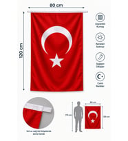 Türk Bayrağı 80x120 cm Alpaka Kumaş Gönder Bayrak