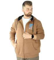 Mode XL Erkek Sweat Fermuarlı Free Your Mind 22536 Sütlükahve