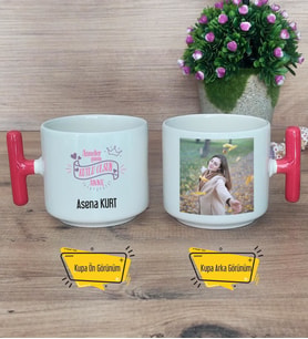 Anneler Günün Kutlu Olsun Anne Kupa Bardak Fotoğraflı T Kırmızı Kulplu Anneye Doğum Günü Anneler Günü Hediyesi