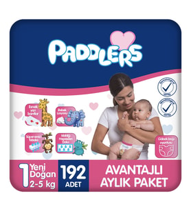 Paddlers Yenidoğan Bebek Bezi 1 Numara (2-5 Kg) 192 Adet – Aylık Paket