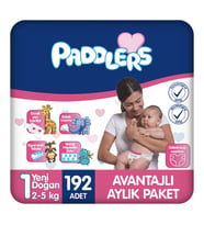Paddlers Yenidoğan Bebek Bezi 1 Numara (2-5 Kg) 192 Adet – Aylık Paket
