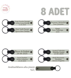 Müzikal Topluluklara Özel Hediyelik Anı Anahtarlıkları 8' li Set Takım, Beyaz & Gri