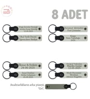 Müzikal Topluluklara Özel Hediyelik Anı Anahtarlıkları 8' li Set Takım, Beyaz & Gri
