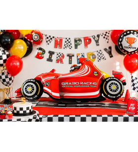 Kırmızı Yarış Arabası Folyo Balon 52x110 cm Doğum Günü Çocuk Parti Süsü Dekorasyonu