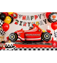 Kırmızı Yarış Arabası Folyo Balon 52x110 cm Doğum Günü Çocuk Parti Süsü Dekorasyonu
