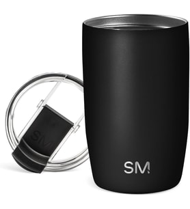 Simple Modern 12 oz Voyager Seyahat Kupası Bardak, Şeffaf Kapaklı ve Pipetli - Kahve Fincanı Çocuk Vakum Yalıtımlı Şişe 18/8 Paslanmaz Çelik Hidro - Gece Siyahı