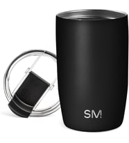 Simple Modern 12 oz Voyager Seyahat Kupası Bardak, Şeffaf Kapaklı ve Pipetli - Kahve Fincanı Çocuk Vakum Yalıtımlı Şişe 18/8 Paslanmaz Çelik Hidro - Gece Siyahı