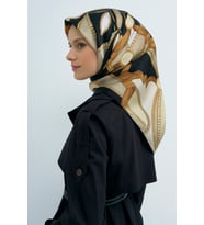 Armine Saf İpek Sura Eşarp-2026 İlkbahar-Yaz- 953100D (Siyah-Taba)
