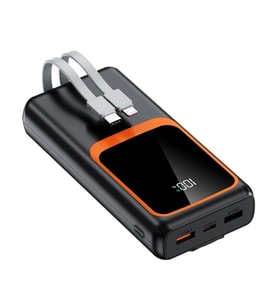 20.000 Mah Powerbank 22.5W Hızlı Şarj Taşınabilir Şarj Cihazı Çok Kablolu Dijital Göstergeli (Siyah)