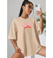 Unisex Brooklyn Baskılı T-shirt (Bej)