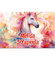 Büyük Unicorn Temalı Doğum Günü Afişi 35X50 cm
