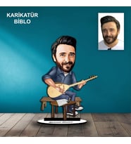 KİŞİYE ÖZEL ERKEK SAZCI TASARIMLI KARİKATÜR BİBLO B47