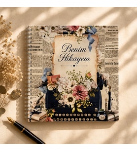 Özel Tasarım Benim Hikayem Vintage Anı ve Fotoğraf Albümü - Nostaljik Scrapbook Defteri (20x20 cm Spiralli – 50 Sayfa)