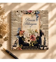 Özel Tasarım Benim Hikayem Vintage Anı ve Fotoğraf Albümü - Nostaljik Scrapbook Defteri (20x20 cm Spiralli – 50 Sayfa)