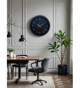 River World Duvar Saati 40 cm  Metal Zarif Black Klasik