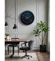 River World Duvar Saati 40 cm  Metal Zarif Black Klasik