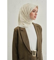 Floş Pamuk Eşarp 2 (Krem)