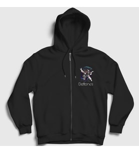 Presmono Unisex Siyah Astronaut Deftones Fermuarlı Kapüşonlu Sweatshirt 138410tt