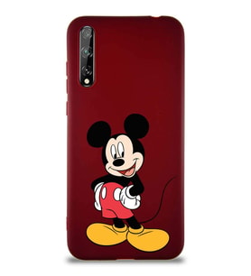 Huawei P Smart S Soft Premier Kapak Mickey Mouse-E Tasarımlı Silikon Kılıf - Mürdüm (Şeffaf)