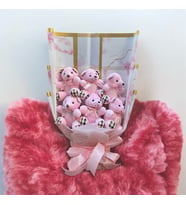 Premium Yumoş Pembe Peluş Ayıcık Buketi Sevgiliye Hediye Yılbaşı Özel