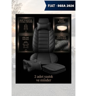 fiat egea 2026 Koltuk ve Kılıf uyumlu Lüks Yastık Siyah Minder 2 Minder 2 Yastık