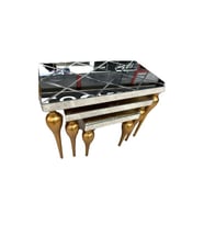 Zigon TOMBUL ayak Model Kayın Torna MDF tabla Parlak gold Çizgili  Füme cam AYNA El Yapımı