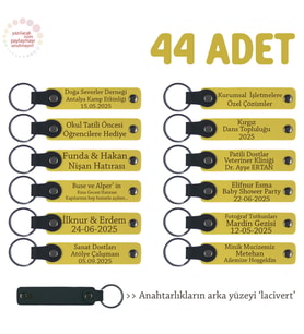 Sarı & Lacivert, Çanta ve Aksesuar Butiğine Uygun, 44’lü Set, İsim Yazılabilir Deri Hediyelik
