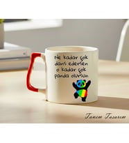 Kırmızı Kulp - Lüks Kupa Kahve Çay Fincanı Hediye Kupa Ofis ve Ev Için Dekoratif Şık Bardak