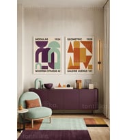 Modern Geometrik Tasarım 2'li Ahşap Çerçeveli Tablo Seti