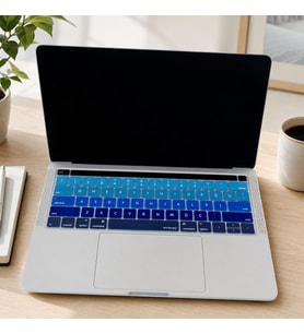 Türkçe Q Keyboard Cover MacBook Pro Touch Bar 13 inç 15 inç Uyumlu A1706 A1989 A2159 A1707 A1990 US ANSI Amerikan Düz Enter Silikon Klavye Koruyucu Lacivert Mavi