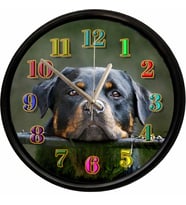 Rottweiler Köpek Tasarımlı Dekoratif Duvar Saati 28 Cm Sessiz Mekanizma