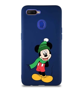 Oppo AX7 Soft Premier Kapak Mickey Mouse-G Tasarımlı Silikon Kılıf - Lacivert (Şeffaf)