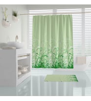 Yeşil Renk Duş Perdesi Dijital Baskılı 180x180Banyo Perdesi Solmaz Duş Perde-Su geçirmez Banyo Perde (Çok Renkli)