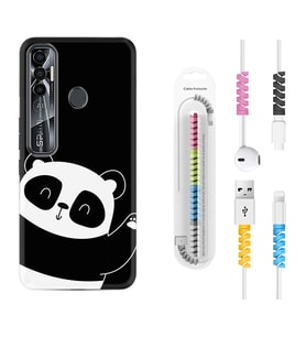 Tecno Spark 6 6 Go 8C 8 Pro 7 7 Pro Kılıf Kablo Koruma Spiral Silikon Bay Bay Panda 1784