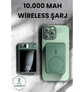 10000 mAh Wireless Powerbank Hızlı Şarj Destekli Taşınabilir Tasarım