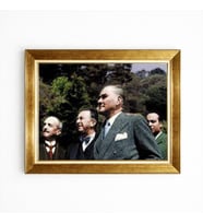 Tablore Altın Varak Çerçeveli Mustafa Kemal Atatürk Fotoğrafı Tablo - Tarihi Nostaljik Duvar Dekoru