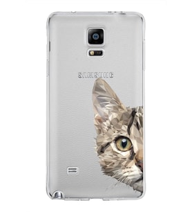 Samsung Galaxy Note 4 Kapak Catface Tasarımlı Şeffaf Silikon Kılıf