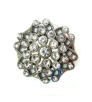 Taşlı Yuvarlak Broş, Sandık Süsü 4,5 cm - Nikel, 10 Adet