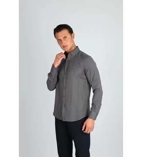 LORENZO MAZZOLİ OXFORD C 503 GRİ ERKEK GÖMLEK