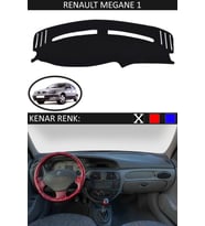 Renault Megane 1 İçin Uygun Torpido Koruma Halısı Siyah Kenar Renk Siyah