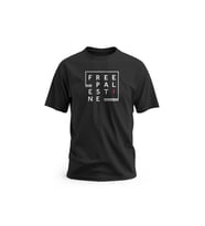 Kısa Kollu Free Palestine Yazısı Kareli Şekli Dijital Baskılı Unisex S - 2XL T300005 (Siyah)