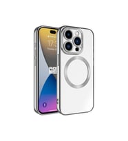 Apple iPhone 15 Pro Max Uyumlu Kılıf M-safe Wireless Şarj Özellikli Zore Setro Silikon (Koyu Gri)